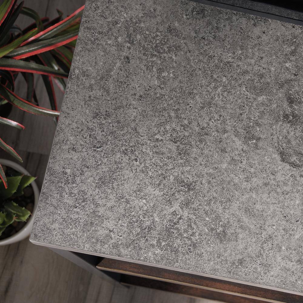 Gray and Walnut Industrial TV Stand with Cabinet for 60" TVs