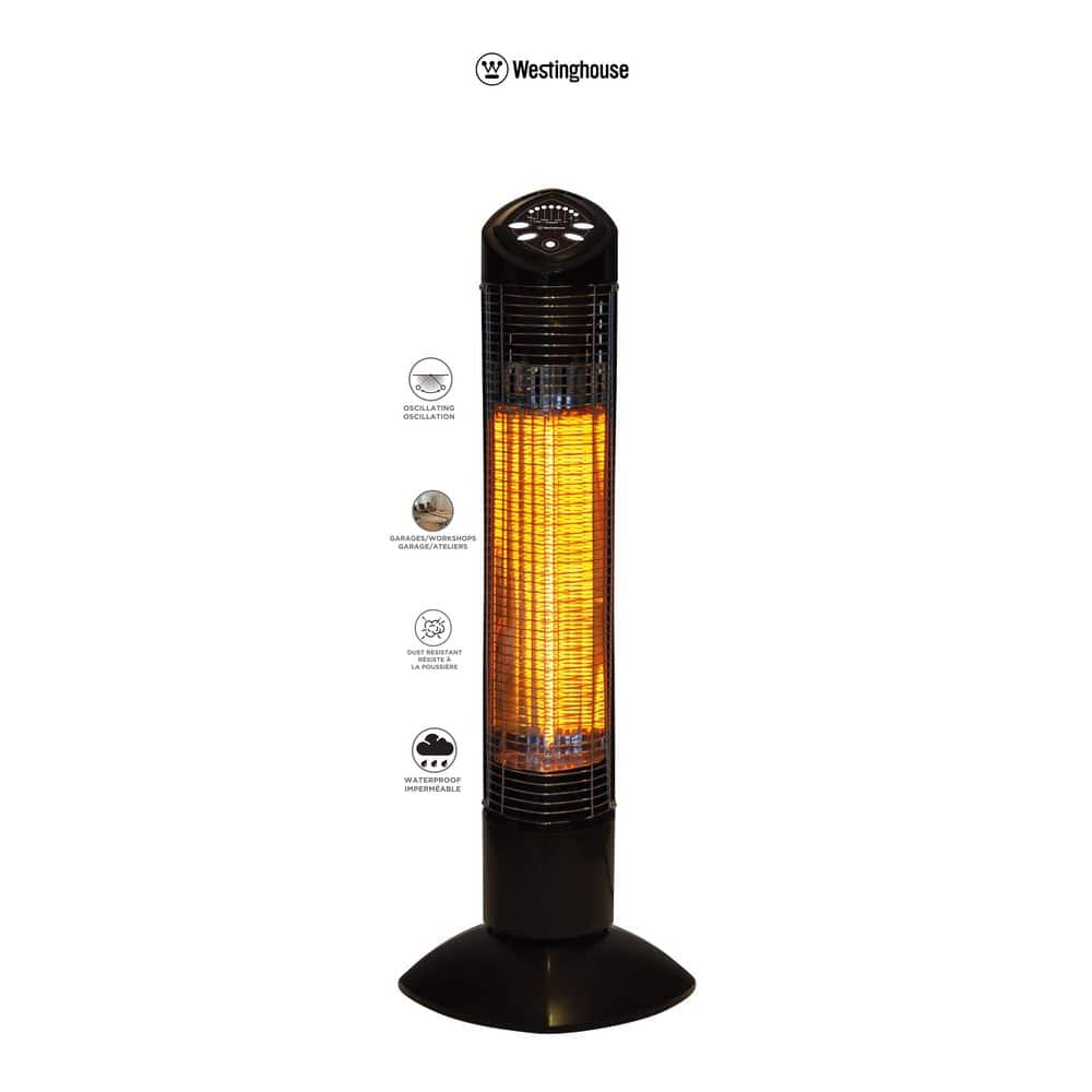 Freestanding Black Infrared Electric Outdoor Heater with Remote