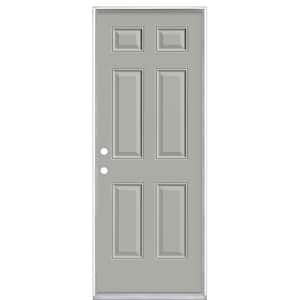 30 in. x 80 in. 6-Panel Right-Hand Inswing Painted Steel Prehung Front Exterior Door No Brickmold