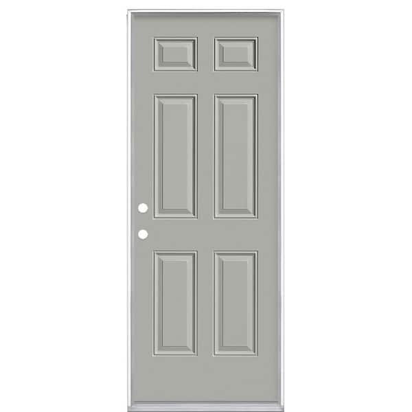 Masonite 30 in. x 80 in. 6-Panel Right-Hand Inswing Painted Steel Prehung Front Exterior Door No Brickmold