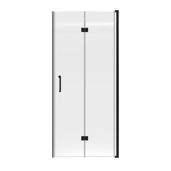 34 in. W x 72 in. H Bi-Fold Frameless Shower Door in Matte Black with Clear Glass