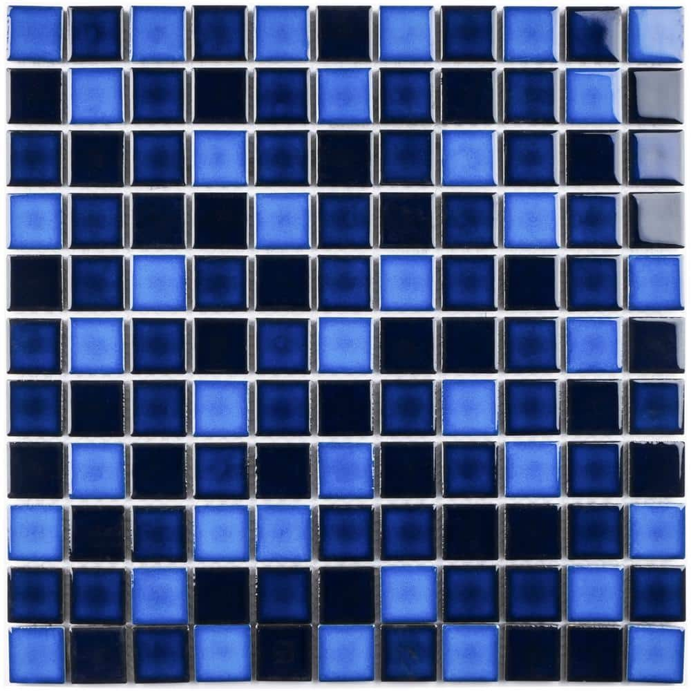 Porcetile Tropical Blue 11.91 in. x 11.91 in. Squares Glossy Porcelain Mosaic Wall and Floor Tile (10.89 sq. ft./Case) -  MOLOVO, BT-PM20