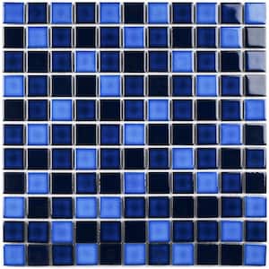 Porcetile Tropical Blue 11.91 in. x 11.91 in. Squares Glossy Porcelain Mosaic Wall and Floor Tile (10.89 sq. ft./Case)