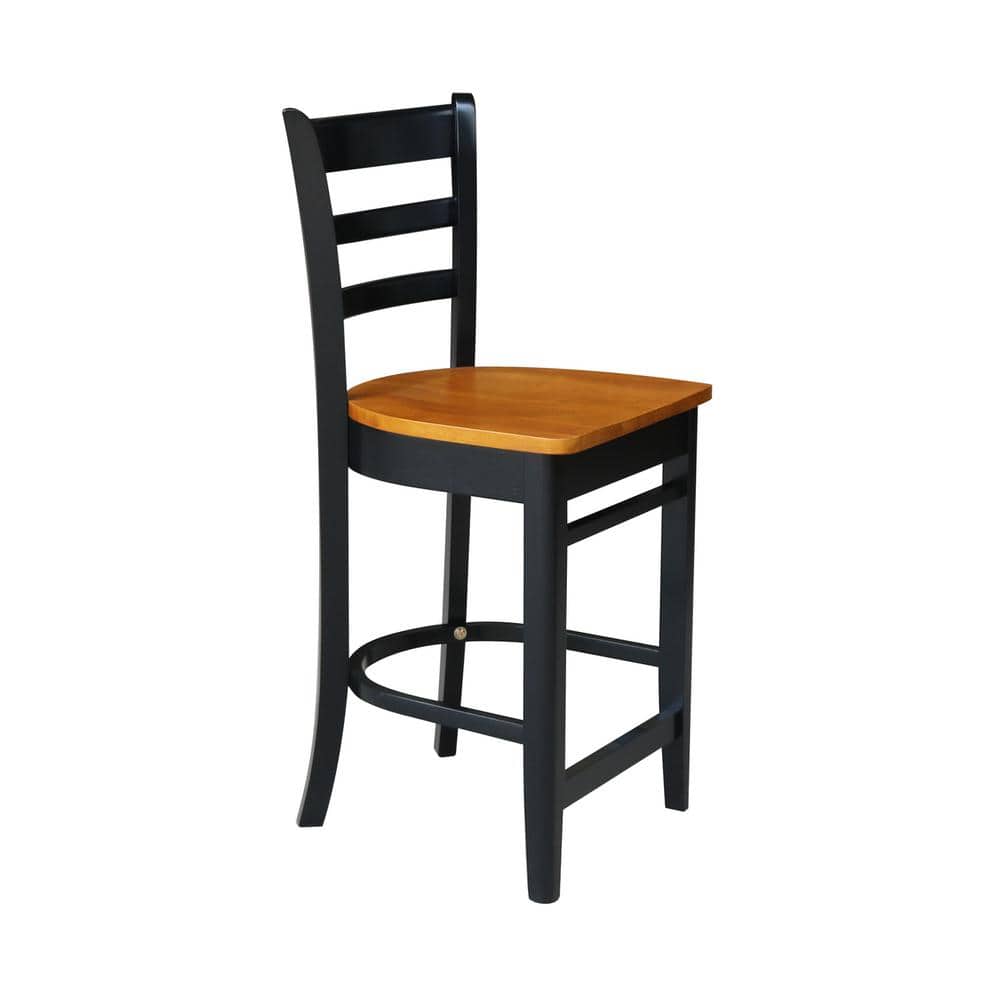 Emily Black and Cherry Wood Counter Height Barstool