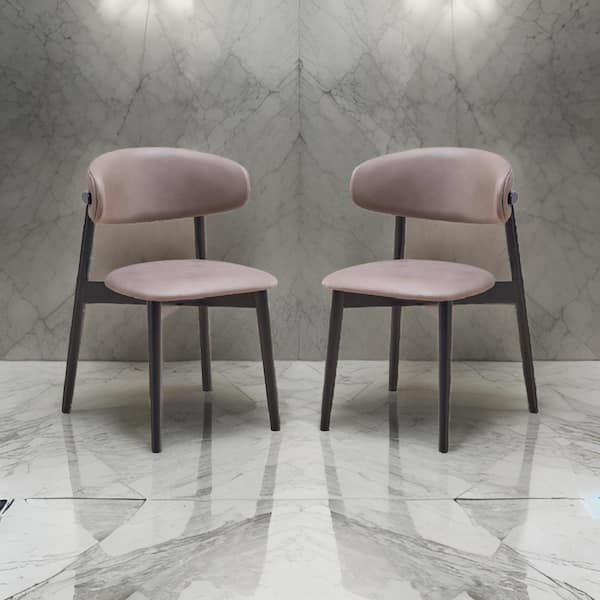 Benjara Gray and Black Fabric Wooden Frame Dining Chair (Set of 2)