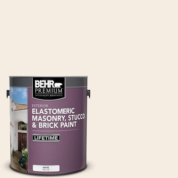 BEHR PREMIUM 1 gal. #OR-W10 White Flour Elastomeric Masonry, Stucco and Brick Exterior Paint