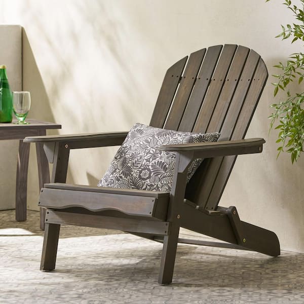 Classic Gray Folding Acacia Wood Malibu Adirondack Chair (1-Pack)