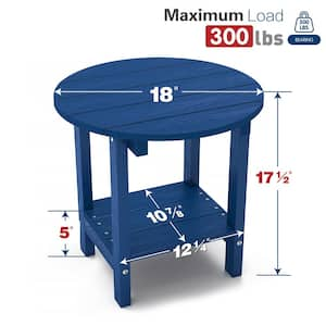 17-5/8 in. H Navy Round Plastic Outdoor Patio Adirondack Side Table