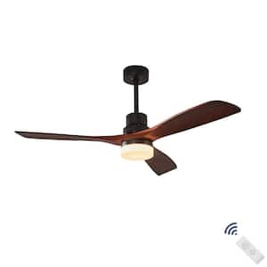 Solid 52 in. Integrated LED Indoor Cherry Ceiling Fan with Light and Remote Control