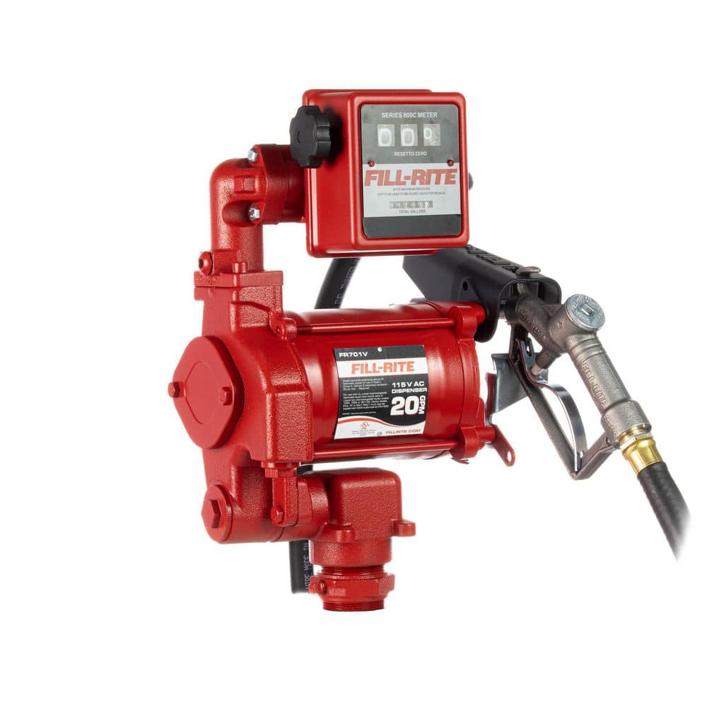 115-Volt 1/3 HP 20 GPM Fuel Transfer Pump With Discharge Hose Manual Nozzle