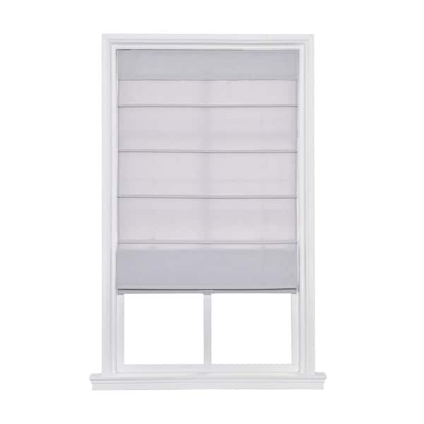 Dove Gray Cordless Light Filtering Lined Fabric Roman Shade - 31 in. W x 64 in. L