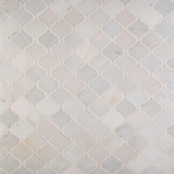 MSI Greecian White Arabesque 4 in. x 4 in. x 10 mm Polished Marble Mosaic Floor and Wall Tile - 4 in. x 4 in. Tile Sample