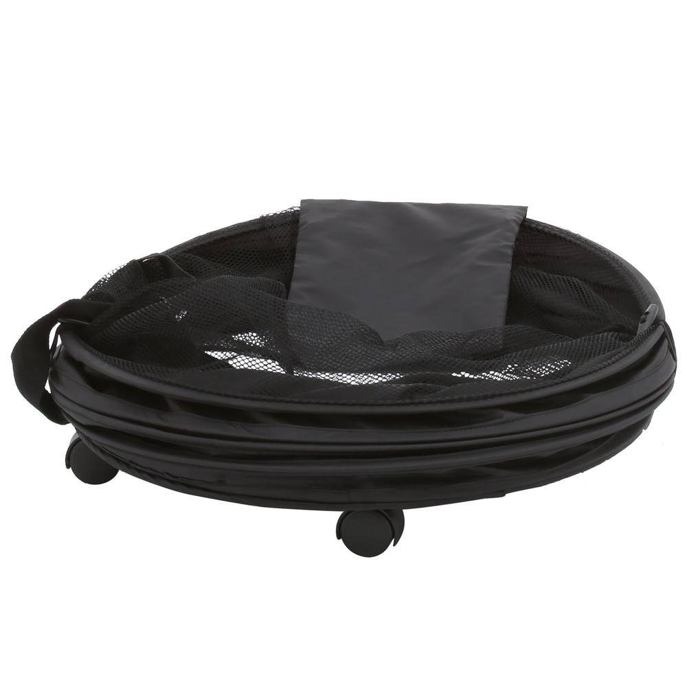 Black Collapsible Cylinder Laundry Hamper with Wheels