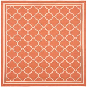 Courtyard Terracotta/Bone 8 ft. x 8 ft. Square Geometric Indoor/Outdoor Patio  Area Rug