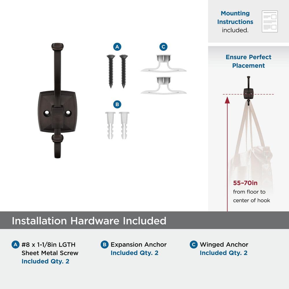 Oil Rubbed Bronze Double Prong Decorative Wall Hook