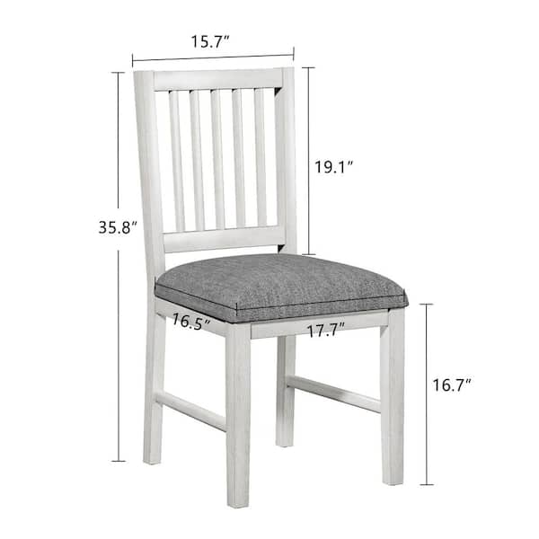 Slat Back Dining Chairs Set of 4, Upholstered Gray Dining Chair with Wooden Legs, Farmhouse and Modern Dining Chairs
