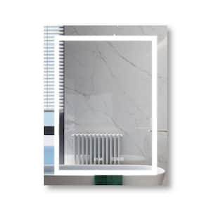 28 in. W x 36 in. H Rectangular Frameless Wall Mount LED light Anti Fog Dimmable Touch Button Bathroom Vanity Mirror