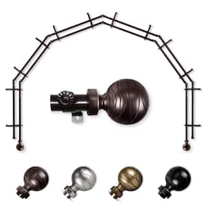 13/16" Dia Adjustable 6-Sided Double Bay Window Curtain Rod 28 to 48" (each side) with Yesenia Finials in Cocoa