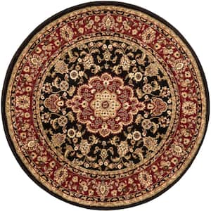 Barclay Medallion Kashan Black 5 ft. x 5 ft. Round Traditional Area Rug