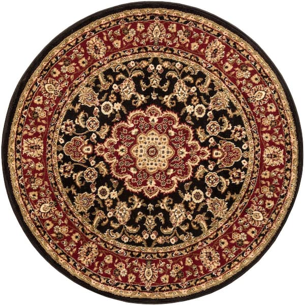Well Woven Barclay Medallion Kashan Black 4 ft. x 4 ft. Round Area Rug