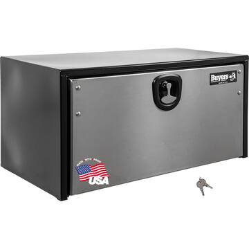 18 in. x 18 in. x 24 in. Gloss Black Steel Underbody Truck Tool Box with Stainless Steel Door