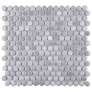 Hudson Penny Round Grey Eye 12 in. x 12-5/8 in. Porcelain Mosaic Tile (10.7 sq. ft./Case)