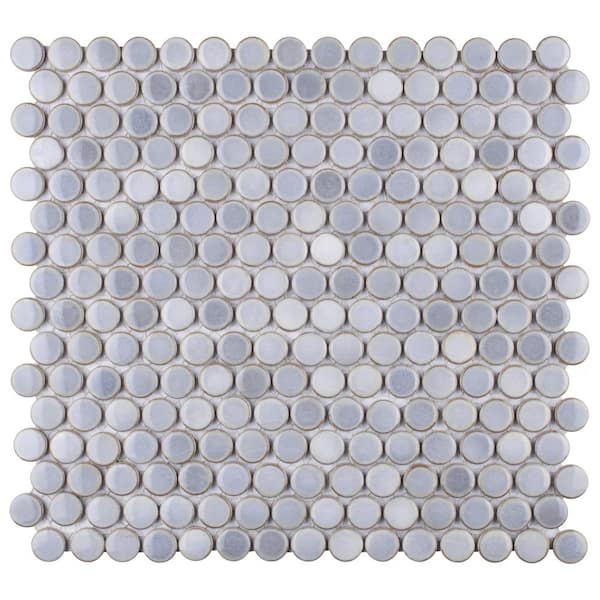 Merola Tile Hudson Penny Round Grey Eye 12 in. x 12-5/8 in. Porcelain Mosaic Tile (10.7 sq. ft./Case)