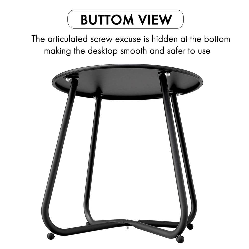 Black Steel Round Outdoor Patio Side Table