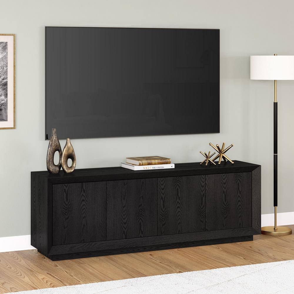 Oswald 68" Black Grain TV Stand with Cabinets