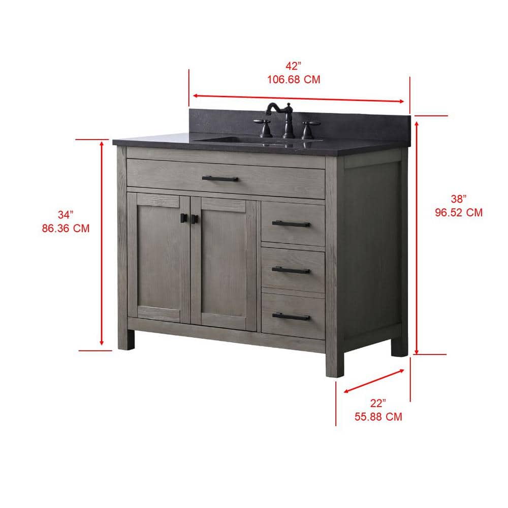 Textured Gray 42'' Single Vanity with Blue Limestone Top