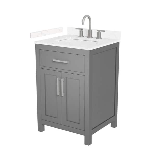Beckett 24 in. Single Freestanding Dark Gray Bath Vanity with Carrara Cultured Marble Top