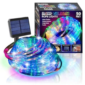 50 ft. Indoor/Outdoor Color Changing Solar Flexible Integrated LED Bionic Rope Light with Remote Control