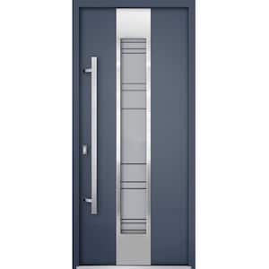 0757 36 in. x 80 in. Right-Hand/Inswing Frosted Glass Gray Graphite Steel Prehung Front Door with Hardware