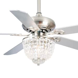 52 in. Indoor Chrome Ceiling Fan with Light Kit and Remote Control