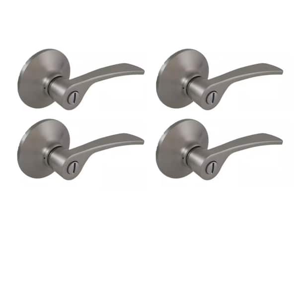 Kensington Satin Nickel Bed/Bath Door Lever (4-Pack)
