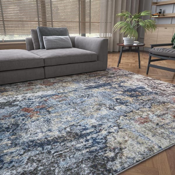 Reina Abstract Navy 9 ft. x 12 ft. Indoor Area Rug
