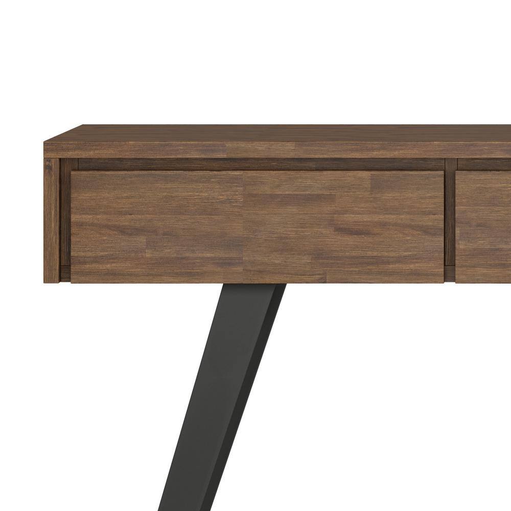 Rustic Natural Aged Brown Acacia & Metal Industrial Console with Storage