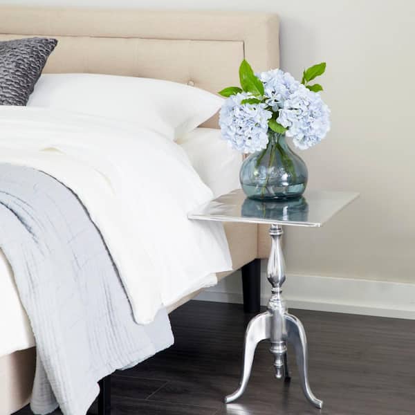 Litton Lane 16 in. Silver Large Square Aluminum End Accent Table