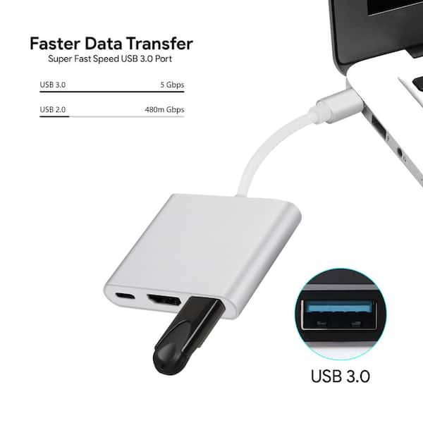 USB C to Dual HDMI Adapter 4K，Kyweel 4 in 1 Thunderbolt 3 to HDMI with 2 HDMI Ports 4K,USB 3.0 Port,Power Delivery Type C Port,Compatible with Book 2 Chromebook Pixel,and More Type C Device 