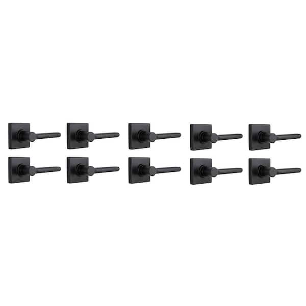 Tonebridge Matte Black Hall/Closet Door Lever with Square Rose 10-Pack