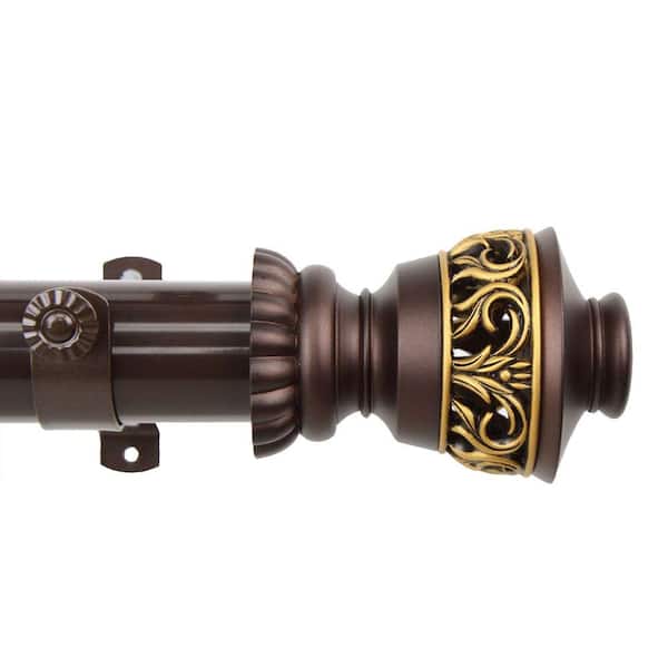 Unbranded 165 in. - 215 in. 1.5 in. O.D. Lattice Single Curtain Rod Set in Mahogany