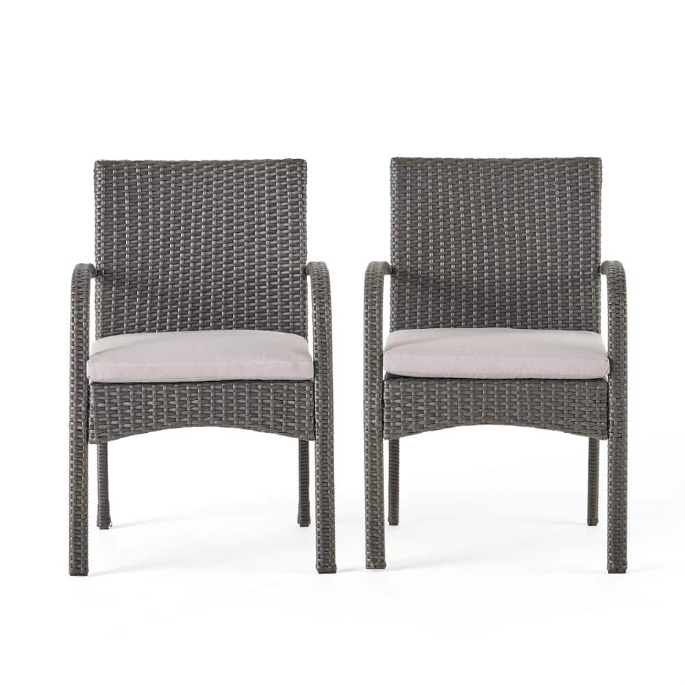 Gray 2-Piece Wicker Dining Chair with Cushion price history on PriceWatchPro