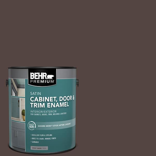 BEHR PREMIUM 1 gal. #PFC-25 Dark Walnut Satin Enamel Interior/Exterior Cabinet, Door & Trim Paint