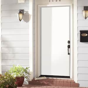 32 in. x 80 in. Universal/Reversible Premium Flush Primed White Steel Front Door Slab