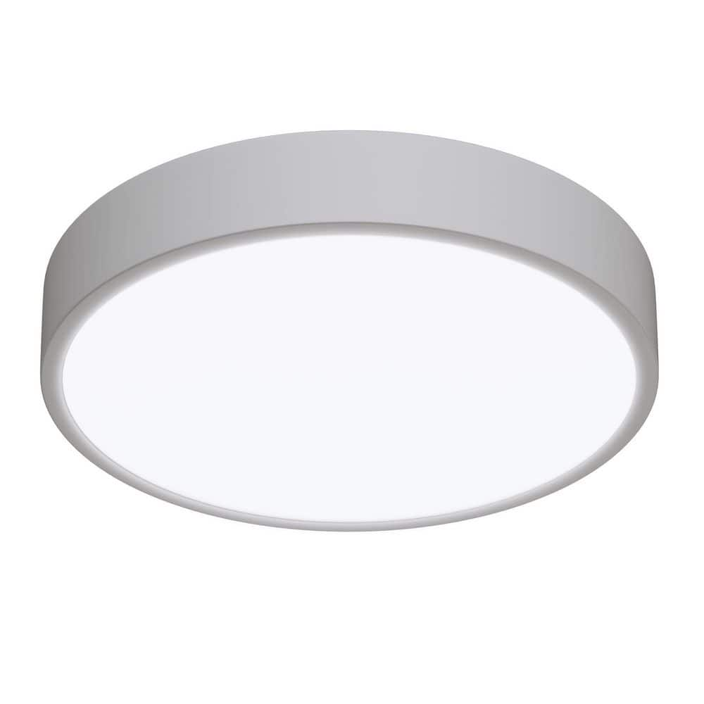 YANSUN 11.81 in. Round White Modern Integrated Selectable LED Flush ...