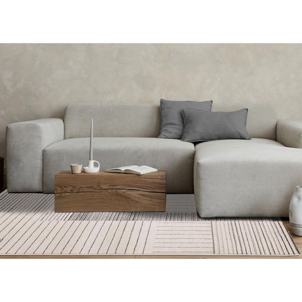 Sereni Collections 8 ft. x 11 ft. White Stripes Indoor Area Rug