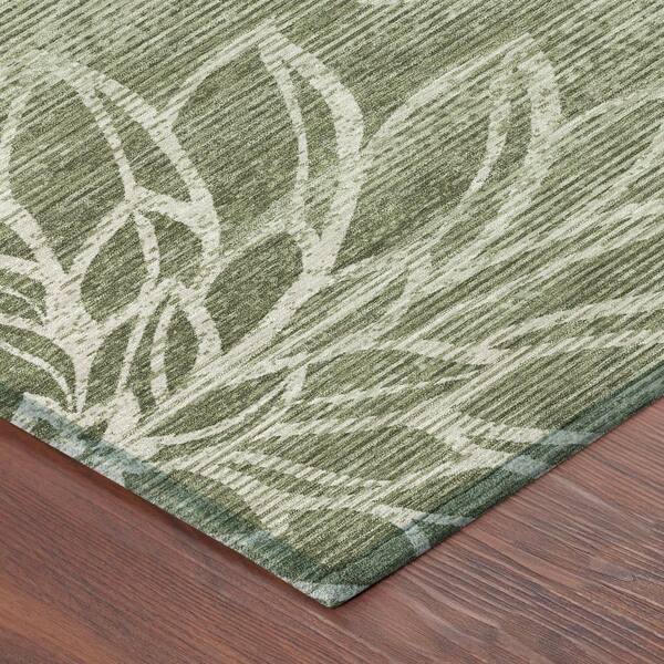 Chantille Machine Washable Indoor/Outdoor Abstract ACN2789 Olive 2 ft. x 3 ft. Accent Rug