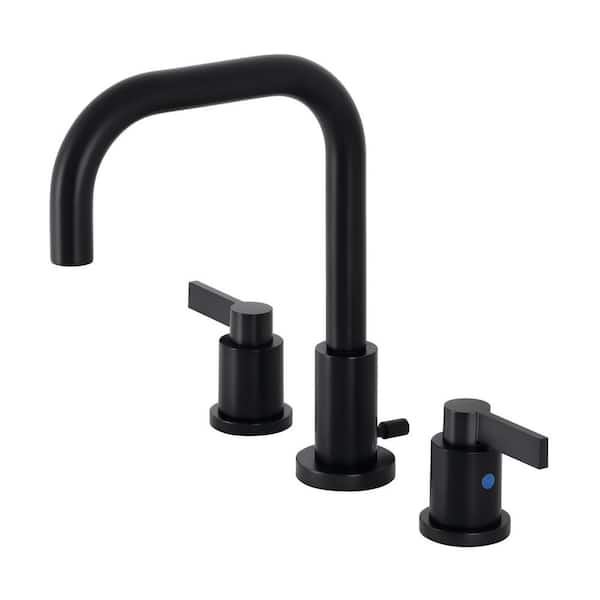 Kingston Brass NuvoFusion 8 in. Widespread 2-Handle Bathroom Faucet in Matte Black