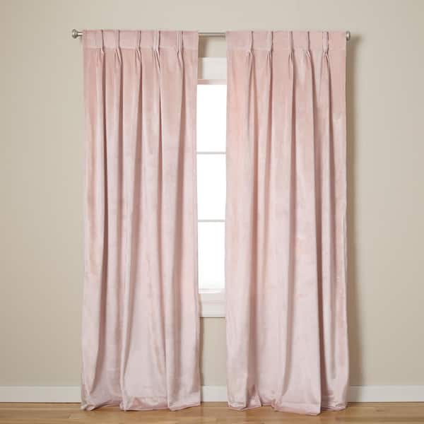 EXCLUSIVE HOME Velvet Blush Solid Light Filtering Triple Pinch Pleat / Hidden Tab Curtain, 27 in. W x 108 in. L (Set of 2)