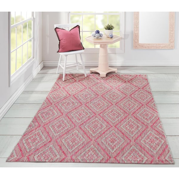 2 Pack Madcap Cottage Baileys Beach Club Area, Indoor Outdoor Rug, 2' X 3',  Pink